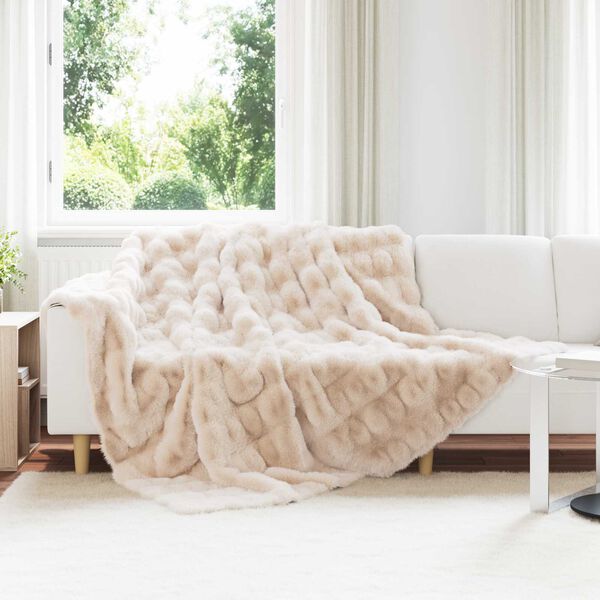 vidaXL Kunstfell Kaninchenfell Decke Beige 240 x 270 cm Polyester