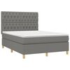 vidaXL Boxspringbett mit Matratze & LED Dunkelgrau 140x190 cm Stoff