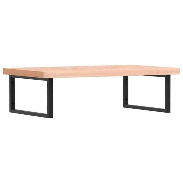 vidaXL Waschbeckenregal Wandmontage Stahl und Massivholz Buche