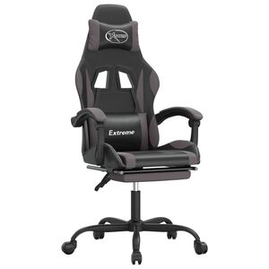 vidaXL Gaming-Stuhl mit Fu&szlig;st&uuml;tze Drehbar Schwarz & Grau Kunstleder