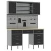 vidaXL Werkbank mit Speicher 8 stk. Schwarz Ingenieure Holz und Stahl