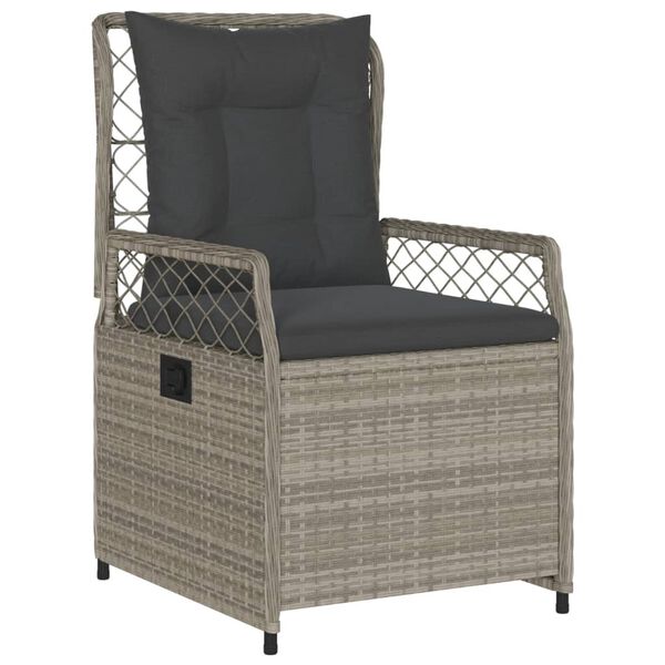 vidaXL 3-tlg. Garten-Essgruppe mit Kissen Hellgrau Poly Rattan
