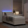 vidaXL LED Boxspringbett Creme und Wei&szlig; 100 x 200 cm Cordstoff