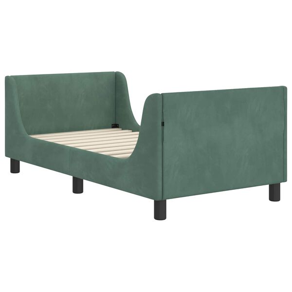vidaXL Kinderbettgestell mit Kopfteil Meergr&uuml;n 80 x 160 cm Samt