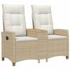 vidaXL Liegebank mit Tisch Beige und Cremewei&szlig; 126 x 65 x 112 cm