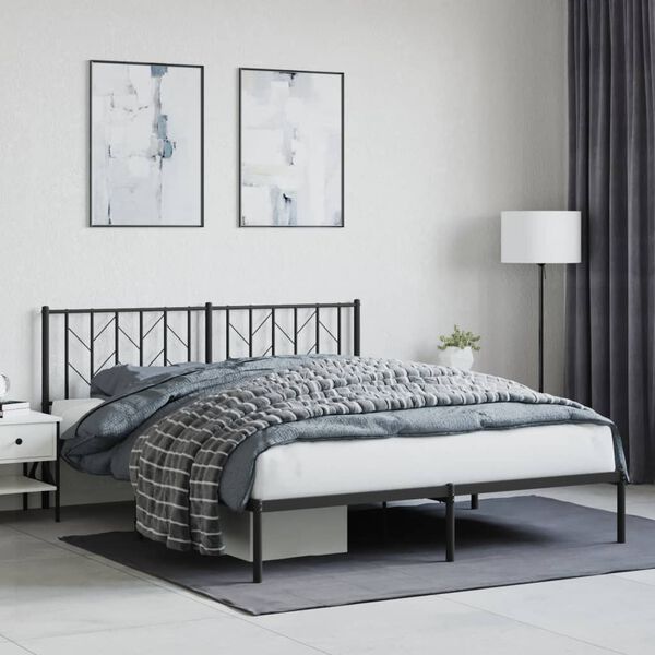 vidaXL Bettgestell mit Kopfteil Metall Schwarz 160x200 cm