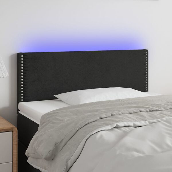 vidaXL LED Kopfteil Schwarz 90x5x78/88 cm Samt
