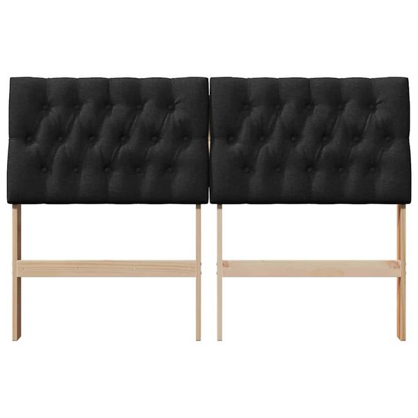 vidaXL Gepolstertes Kopfteil Schwarz 135 cm Massives Kiefernholz
