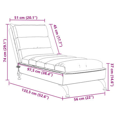 vidaXL Massage-Chaiselongue mit Kissen Creme Stoff