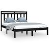 vidaXL Massivholzbett Schwarz 140x190 cm