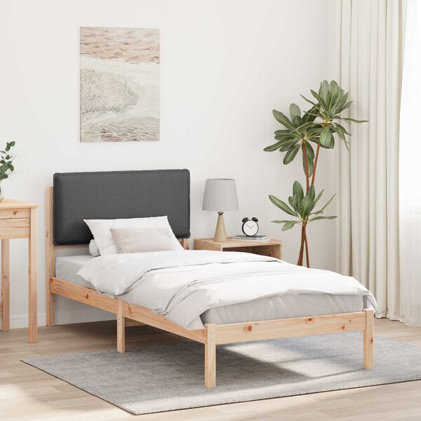 vidaXL Bettgestell mit gepolstertem Kopfteil Dunkelgrau 100 x 200 cm