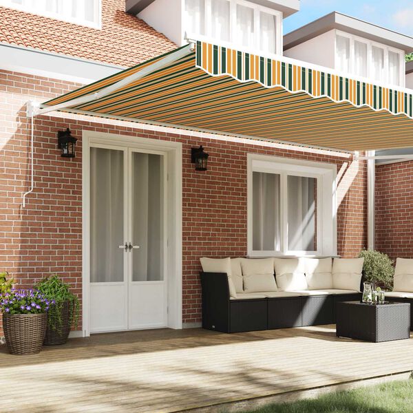 vidaXL Einziehbare Markise Gestreift Gr&uuml;n und Gelb 500 x 300 cm
