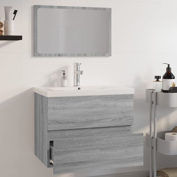 vidaXL Badm&ouml;bel-Set Grau Sonoma Holzwerkstoff