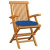 vidaXL Gartenst&uuml;hle mit Blauen Kissen 3 Stk. Massivholz Teak