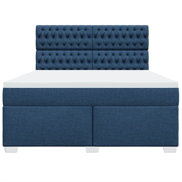 vidaXL Boxspringbett mit Matratze Blau 180x200 cm Stoff