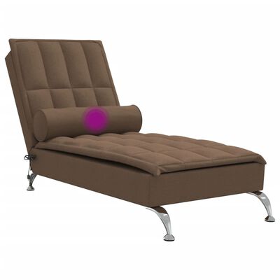 vidaXL Massage-Chaiselongue mit Nackenrolle Braun Stoff