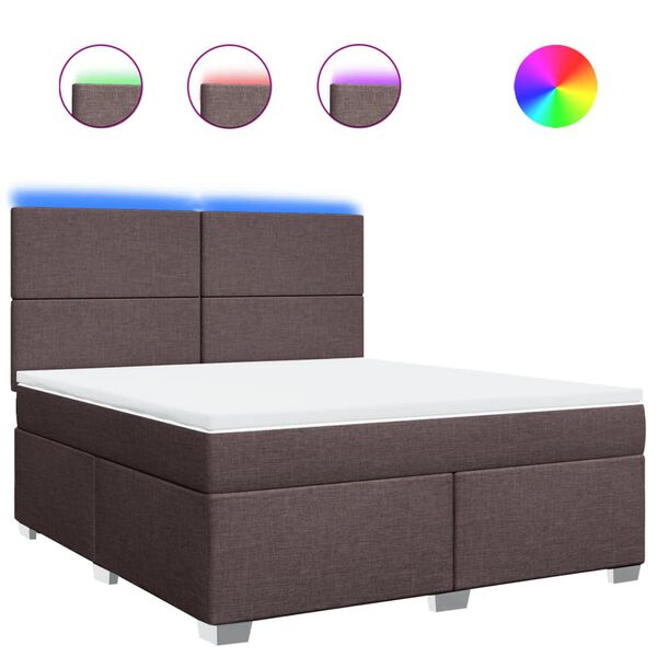 vidaXL Boxspringbett mit Matratze Dunkelbraun 180x200 cm Stoff