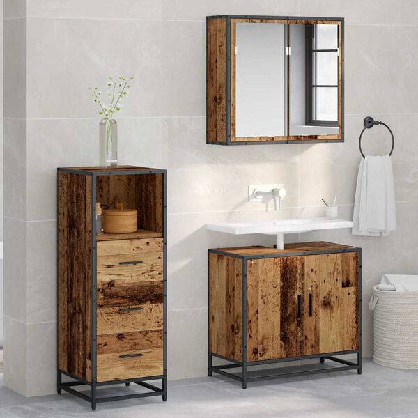 vidaXL Badezimmerm&ouml;bel-Set Altholz 35 x 37,5 x 100 cm Holzwerkstoff
