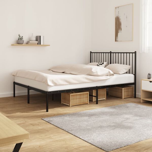 vidaXL Bettgestell mit Kopfteil Metall Schwarz 140x190 cm