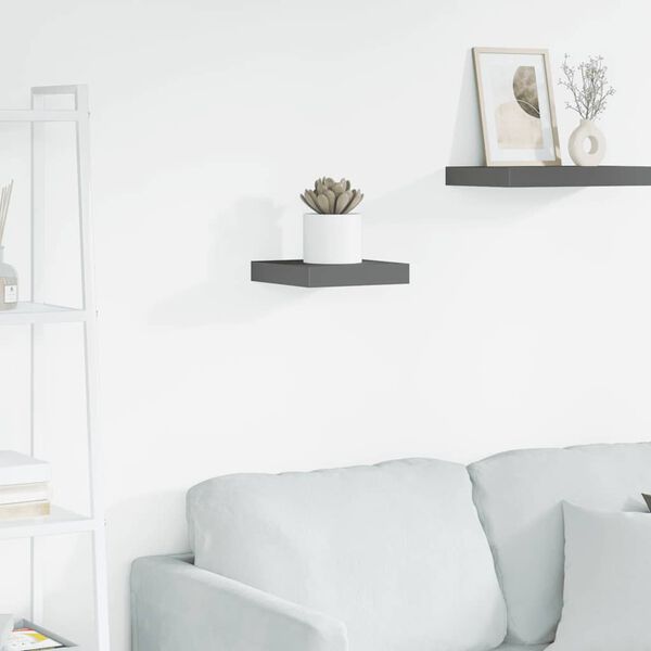vidaXL Schweberegal Hochglanz-Grau 23x23,5x3,8 cm MDF