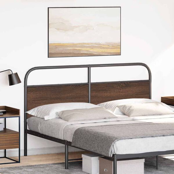 vidaXL Kopfteil Braun Eichen-Optik 150 cm Stahl und Holzwerkstoff