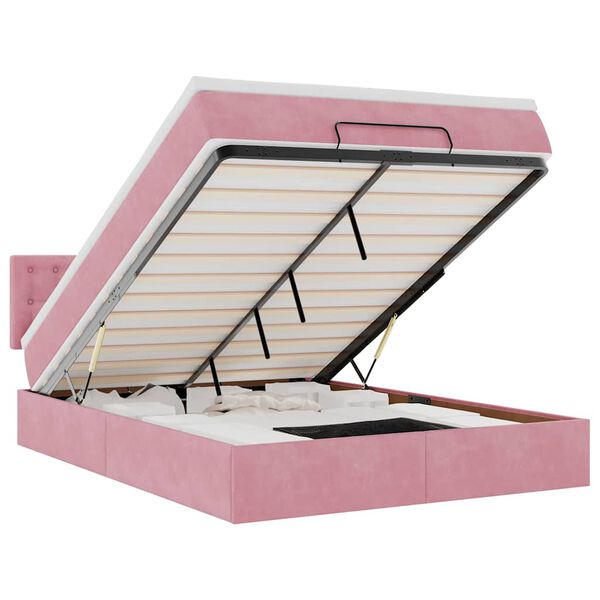 vidaXL Ottoman-Bett mit Matratze Rosa 140x200 cm Samt