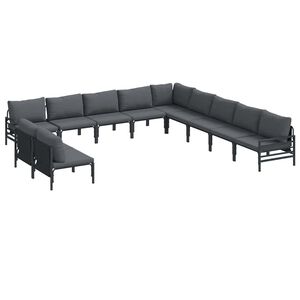 vidaXL Gartensofa-set mit Kissen 11 pcs Schwarz Stahl
