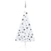 vidaXL K&uuml;nstlicher Halb-Weihnachtsbaum Beleuchtung Kugeln Wei&szlig; 120 cm