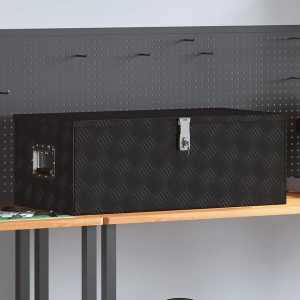 vidaXL Aufbewahrungsbox Schwarz 90x47x33,5 cm Aluminium