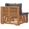 vidaXL Garten-Ecksofa mit Grauer Auflage Massivholz Teak