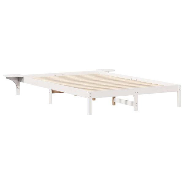 vidaXL Bettgestell mit Nachttischen Wei&szlig; 160 x 210 cm