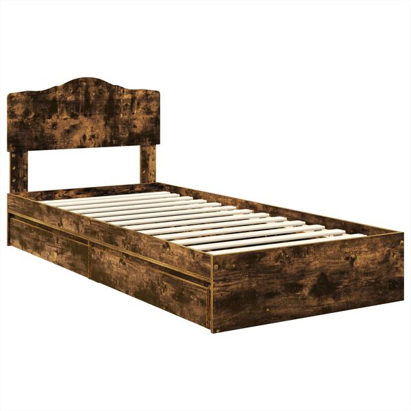 vidaXL Aufbewahrungsbett Ger&auml;ucherte Eiche 90 x 190 cm Holzwerkstoff