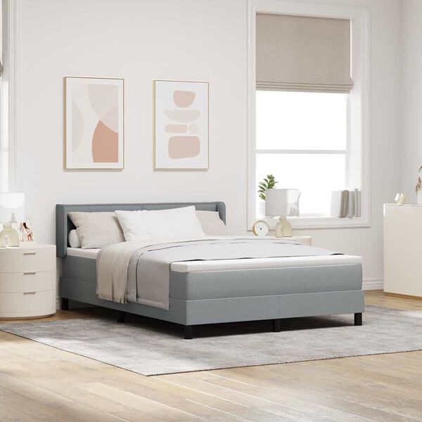 vidaXL Boxspringbett mit Matratze Hellgrau 200 x 160 cm Polyester