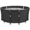 vidaXL 7-tlg. Garten-Essgruppe mit Auflagen Poly Rattan Schwarz