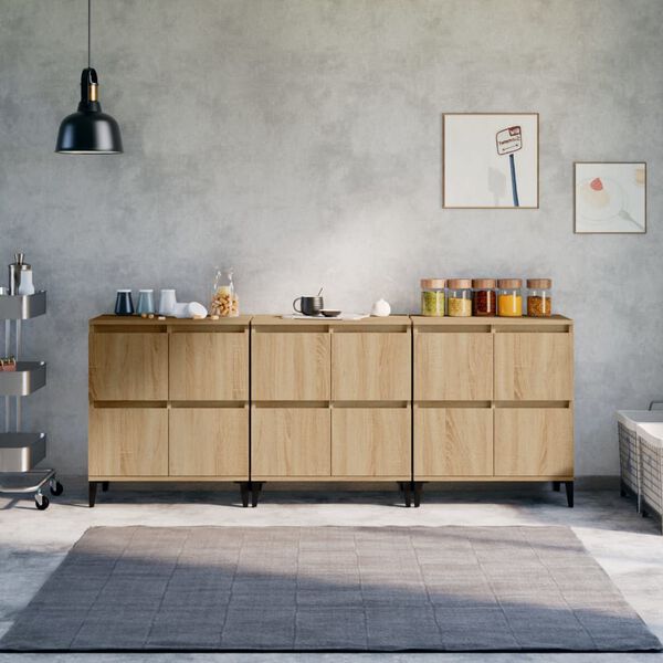vidaXL Sideboards 3 Stk. Sonoma-Eiche 60x35x70 cm Holzwerkstoff