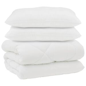 vidaXL Decke mit Kissen 3 pcs Wei&szlig; Mikrofaser und Daunenfedern