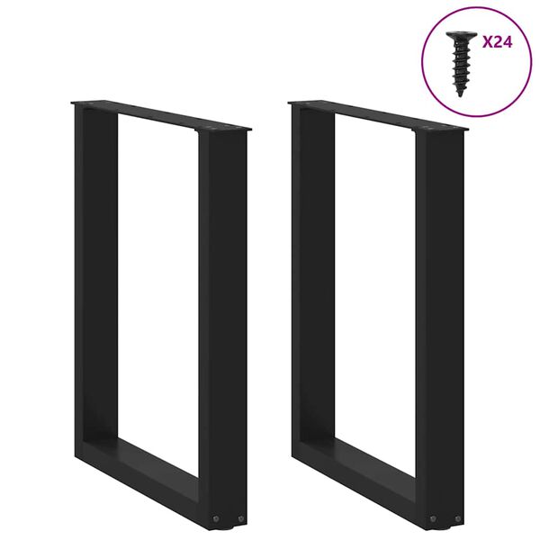 vidaXL Esstischbeine U-Form 2 Stk. Schwarz 60x(72-73) cm Stahl