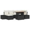 vidaXL Garten-Sofa-Set mit Kissen 7 pcs Schwarz Poly Rattan