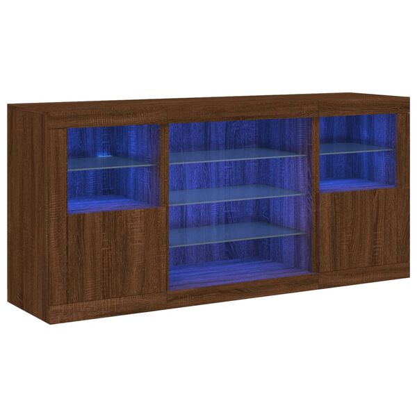vidaXL Sideboard mit LED-Leuchten Braun Eichen-Optik 142,5x37x67 cm