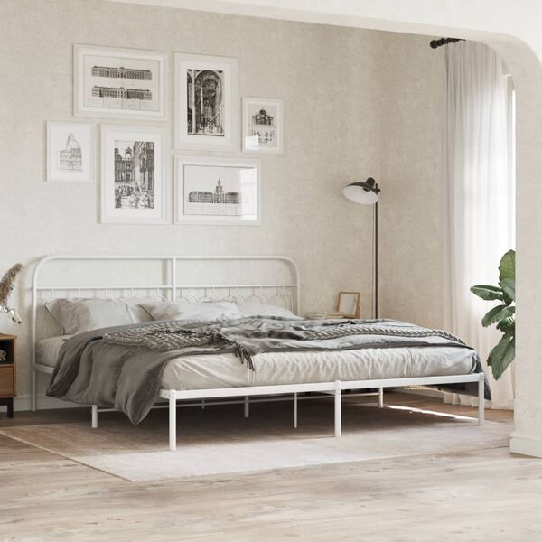 vidaXL Kopfteil Metall Wei&szlig; 200 cm