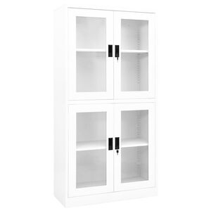 vidaXL B&uuml;roschrank Wei&szlig; 90x40x180 cm Stahl und Hartglas