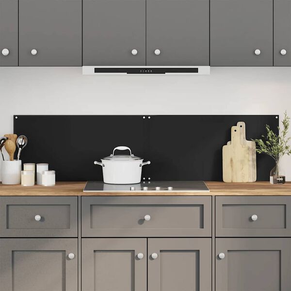 vidaXL K&uuml;chenr&uuml;ckw&auml;nde 2 Stk. Schwarz 80x60 cm Hartglas