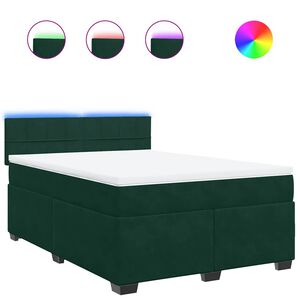 vidaXL Boxspringbett mit Matratze Dunkelgr&uuml;n 140x190 cm Samt