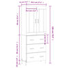vidaXL Highboard Betongrau 69,5x34x180 cm Holzwerkstoff