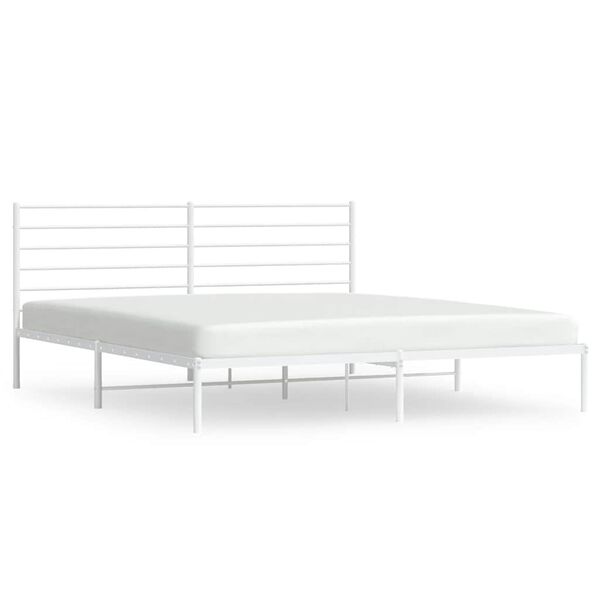 vidaXL Bettgestell mit Kopfteil Metall Wei&szlig; 180x200 cm