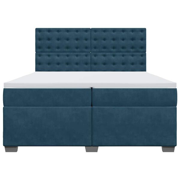 vidaXL Boxspringbett mit Matratze Blau 200x200 cm Samt