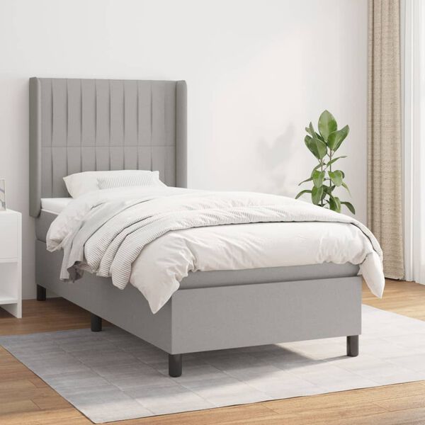 vidaXL Boxspringbett mit Matratze Hellgrau 80x200 cm Stoff