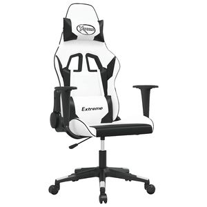 vidaXL Gaming-Stuhl mit Massagefunktion Wei&szlig; und Schwarz Kunstleder