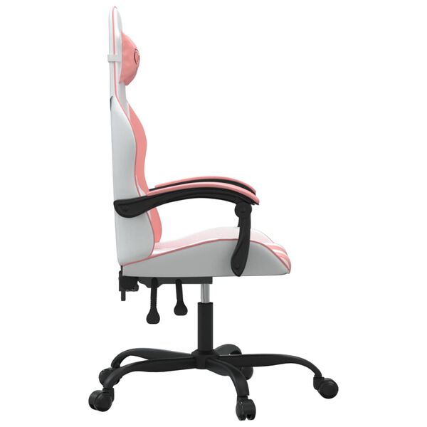 vidaXL Gaming-Stuhl Wei&szlig; und Rosa Kunstleder