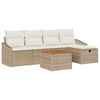 vidaXL Gartensofa-set mit Kissen mit Speicher 6 pcs Beige Poly Rattan
